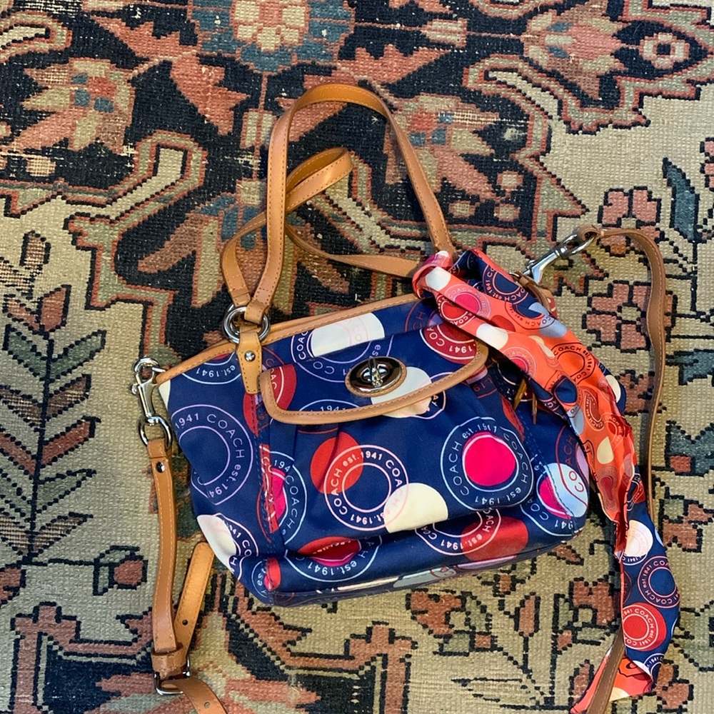 Coach Polka Dot Tote Leather Strap